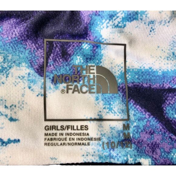 The North Face Girls Medium Printed Activewear Knit Class V Shorts Blue & Purple - Picture 9 of 11